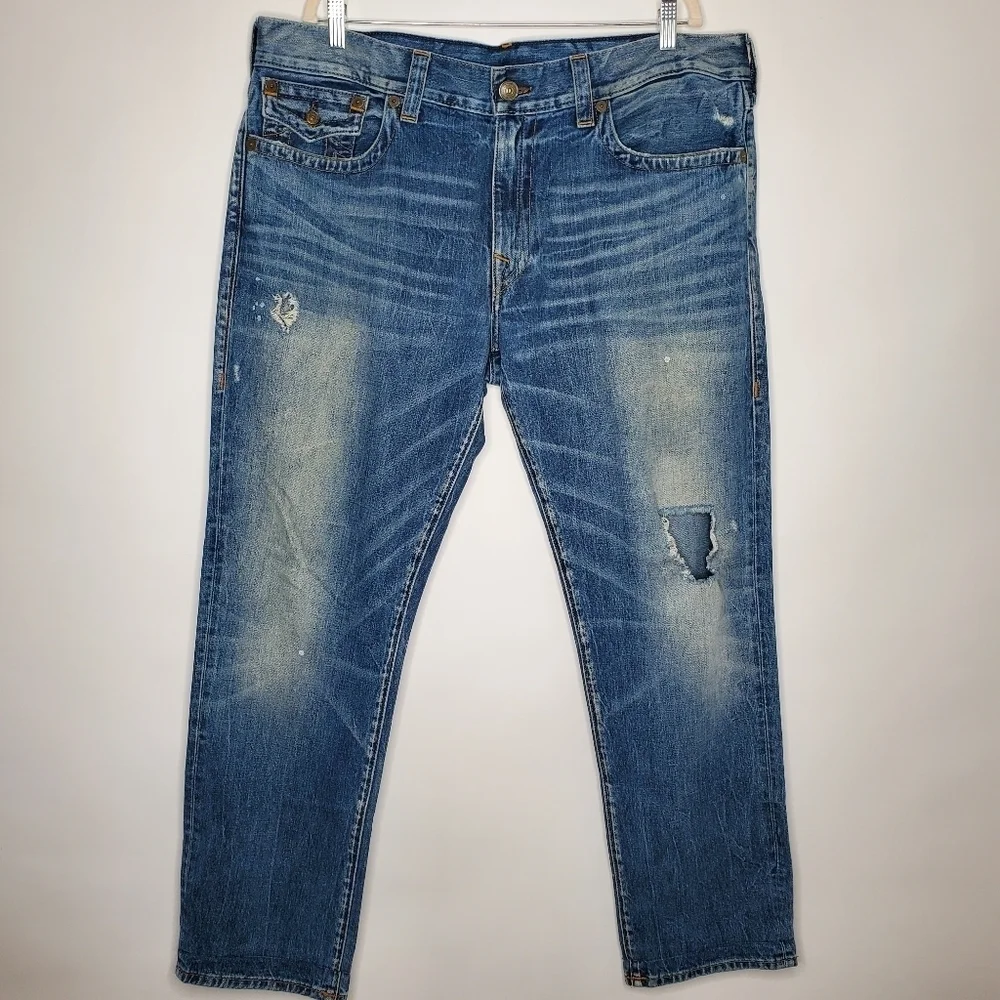 True Religion Geno Relaxed Slim Jeans Men's‎ Size 40 Button Flap Back Pockets